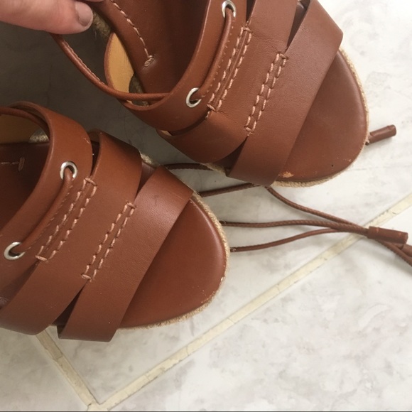 Polo Ralph Lauren Cognac Calfskin Estelle Wedges - Picture 6 of 11